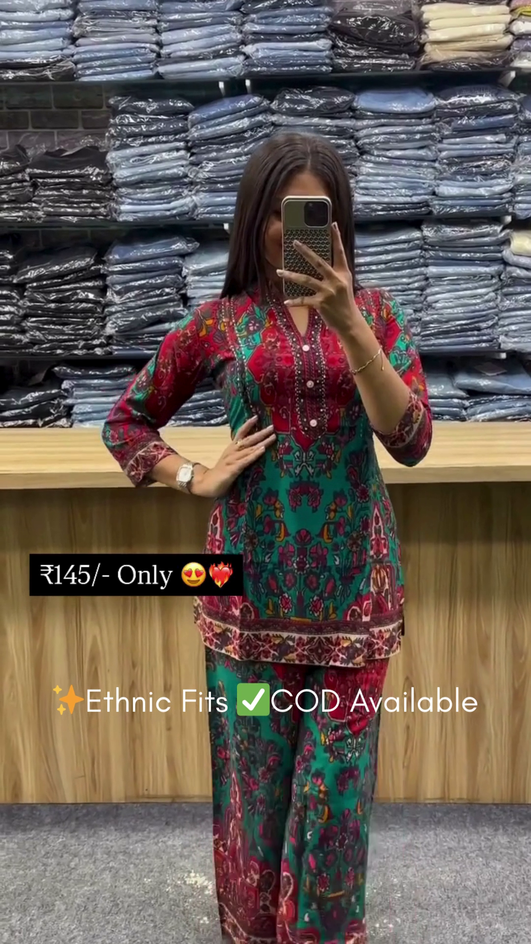 Women’s Black Printed Kurti with Matching Palazzo Pants – Casual Daily Wear Comfortable Ethnic Co-ord Set