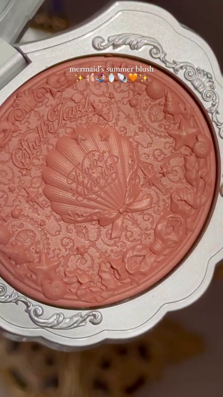 Mermaid's Summer Blush with a Beautiful Shell and Ocean-Inspired Design, Offering a Soft Coral Shade for a Natural, Radiant Glow