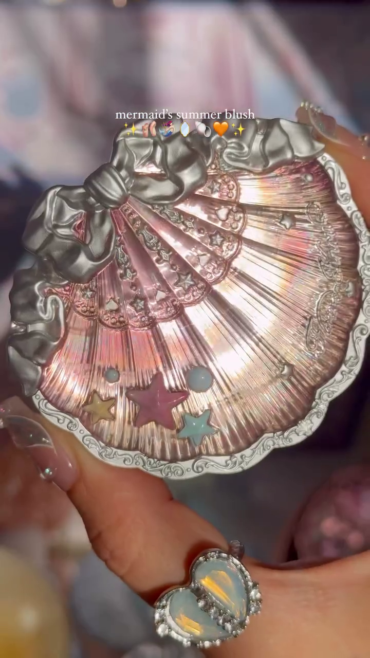 Mermaid's Summer Blush with a Beautiful Shell and Ocean-Inspired Design, Offering a Soft Coral Shade for a Natural, Radiant Glow
