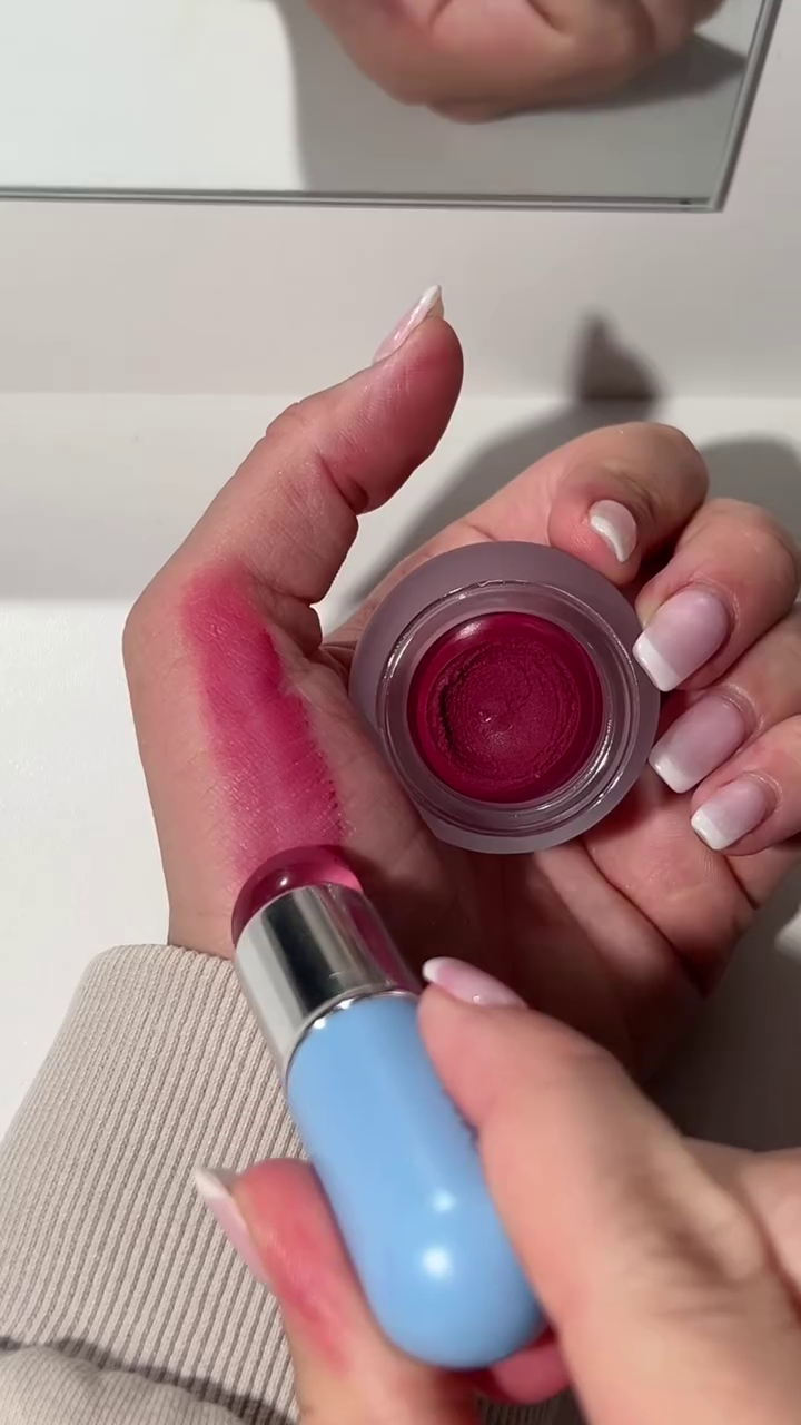 Vibrant Pink Cream Blush and Lipstick Duo for a Bold and Fresh Look