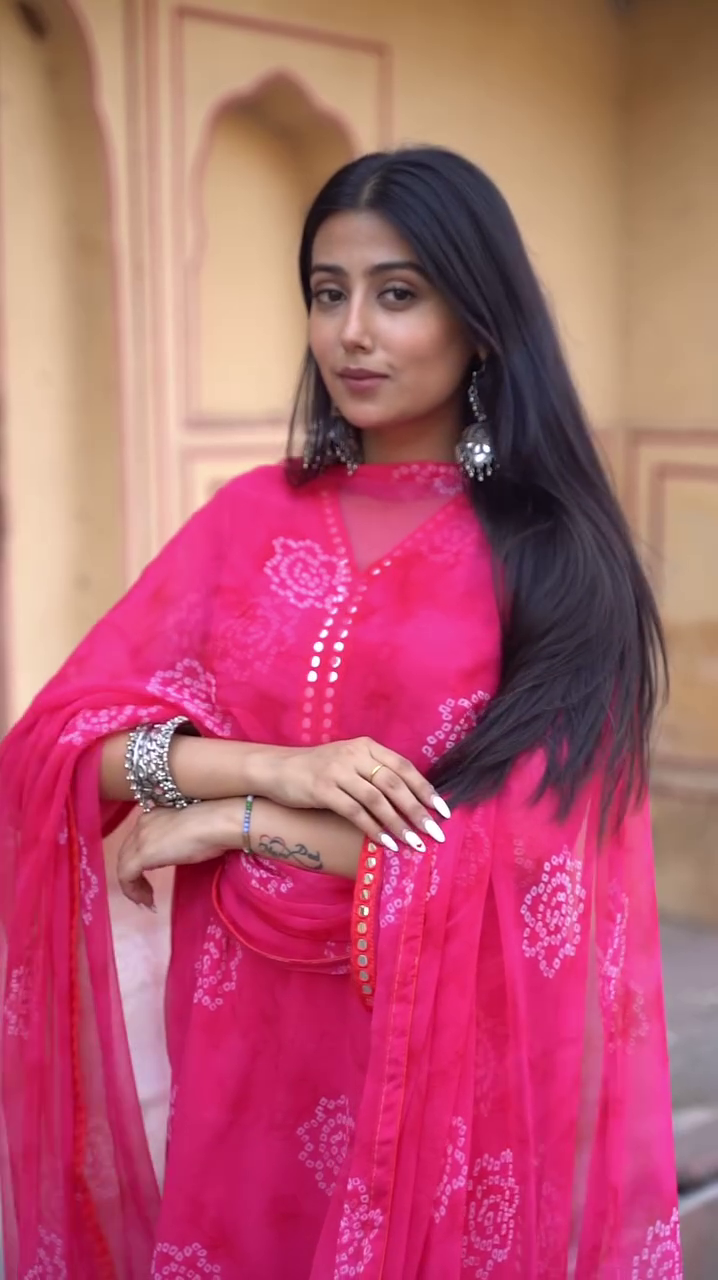 Vibrant Pink Embroidered Anarkali with Sheer Dupatta – Traditional Style for Celebrations and Festive Occasions