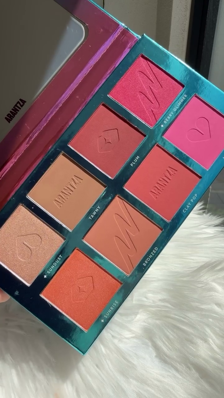 Arantza 8-Color Blush and Bronzer Palette – Vibrant Shades for Cheeks, Highlighting, and Contouring | Includes Shimmering, Matte, and Glimmer Finishes for a Radiant Glow