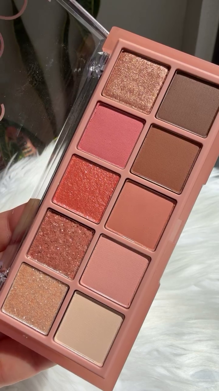 12-Shade Warm & Rosy Nude Eyeshadow Palette with Matte & Shimmer Finishes
