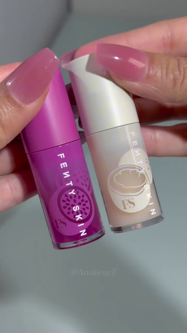 Fenty Skin Lip Balms – Moisturizing and Tinted in Refreshing Shades: Clear (Hydrating), Pink (Tinted Glow), and Purple (Soft Tint) for a Smooth, Nourishing Finish