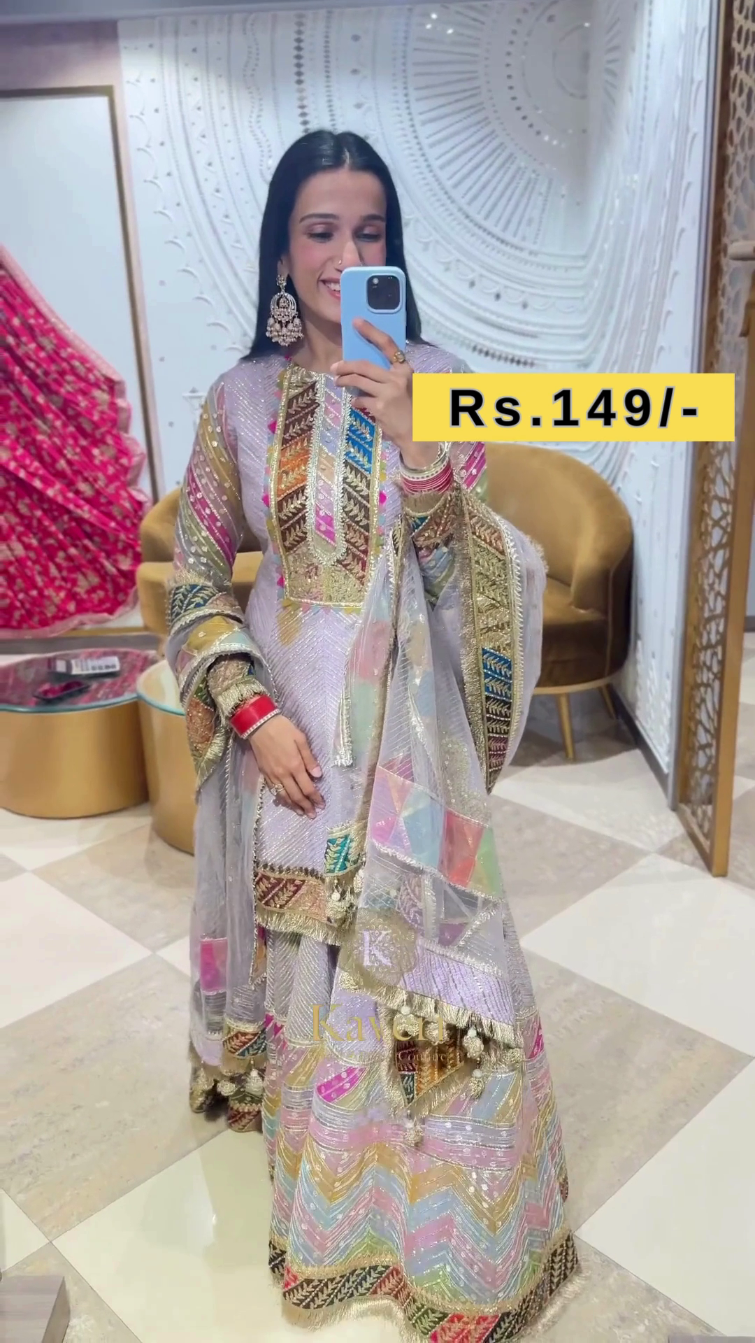 Rose Gold Full Suit With Jaipuri Dupatta