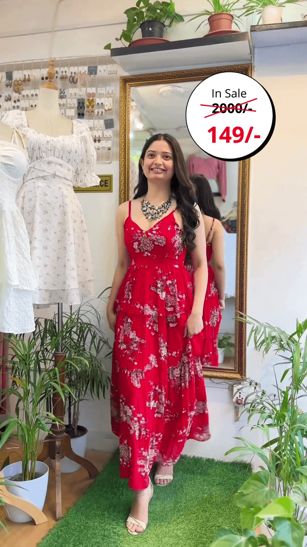 Womens Floral Square Neck Evening Dress