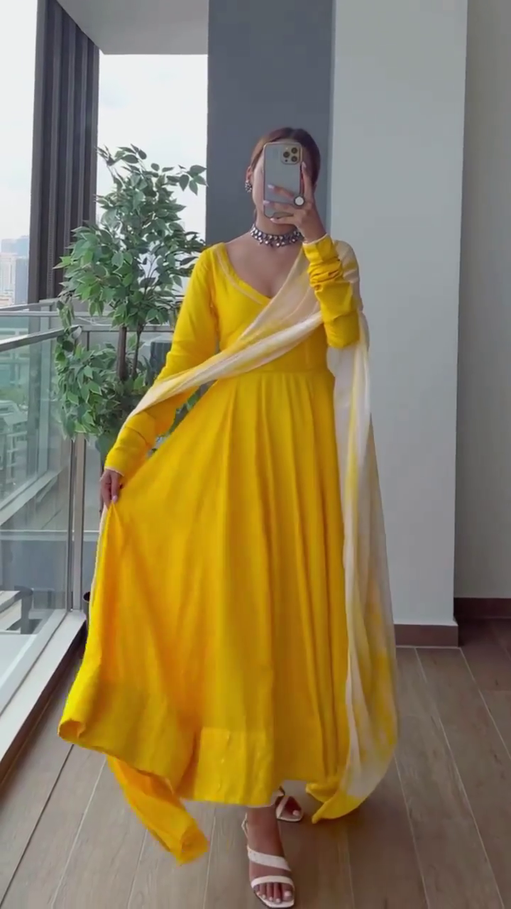 Yellow Solid Suit dupatta