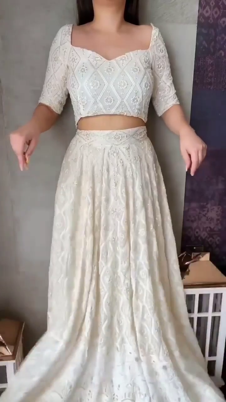 Embroidery Hand Work Stunning White Lehenga Choli