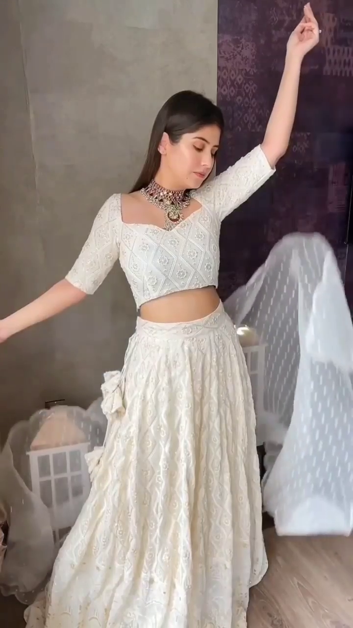 Embroidery Hand Work Stunning White Lehenga Choli