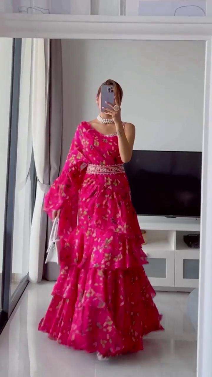 Captivating Pink Sequins Embroidered Gown With Dupatta