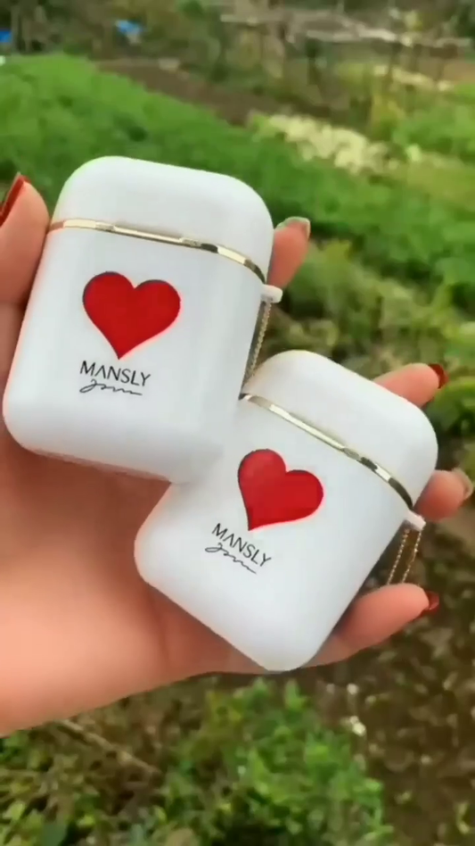 Trendy Mansly Wireless Earbuds Case with Red Heart Design, Stylish and Protective Cover for AirPods – Perfect for Adding a Fun, Personalized Touch