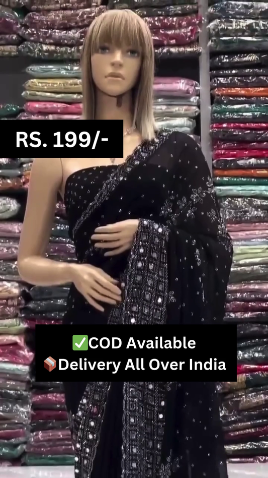 New Designer Bollywood Stylist Heavy Embroidered Party & Festive Wedding Wear Black Saree