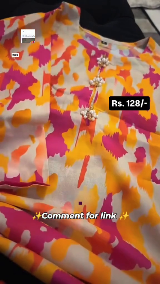 Buy New Kurta Set with Colorful Print and Pearl Embellishments with unique pearl button detail for every occasion