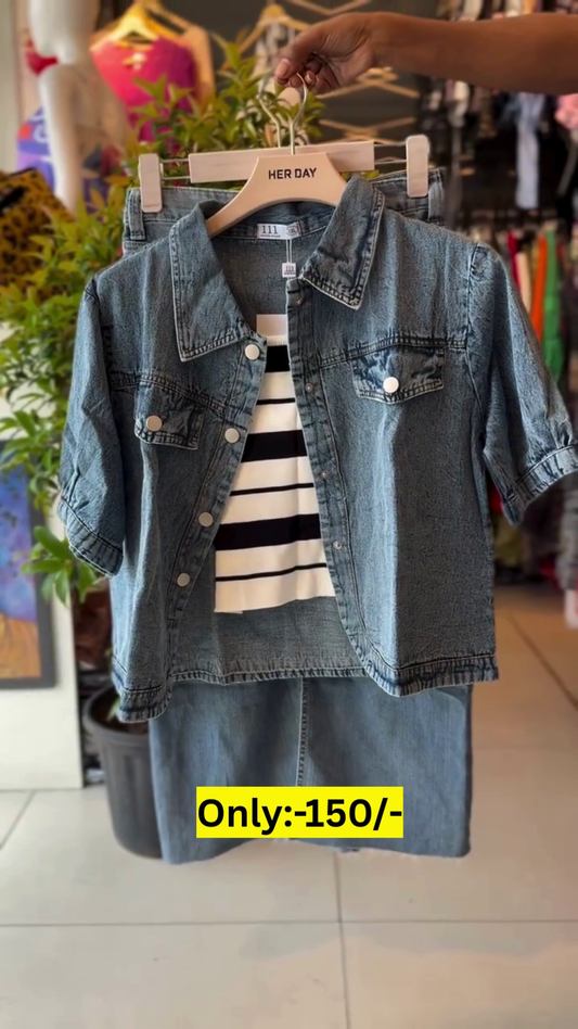 short sleeve Jean jacket short women