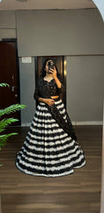 Exclusive Black & white Georgette Lehenga Set with Sequin Embellishments
