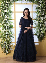 Black Color Embroidery Work Party Wear Gown