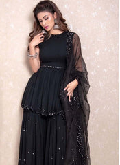 Black Color Bollywood Style Top Plazo