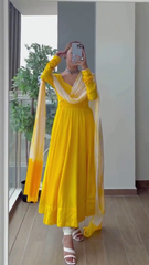 Yellow Solid Suit dupatta